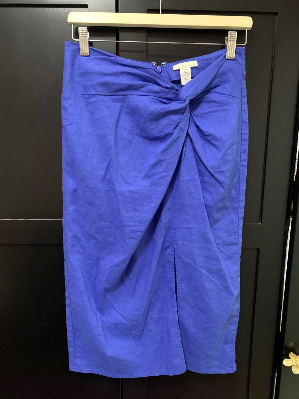 H&M Linen cobalt blue maxi skirt with twist detail coastal quiet luxury
